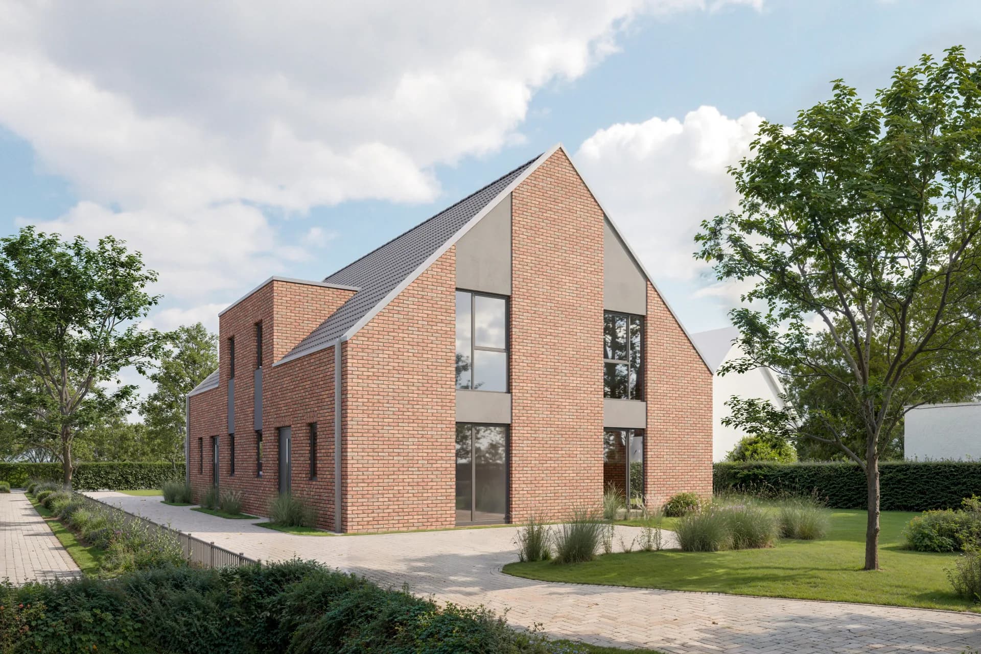 Doppelhaus Kirchweg - Adendorf, Architekturvisualisierung, Ansicht 2