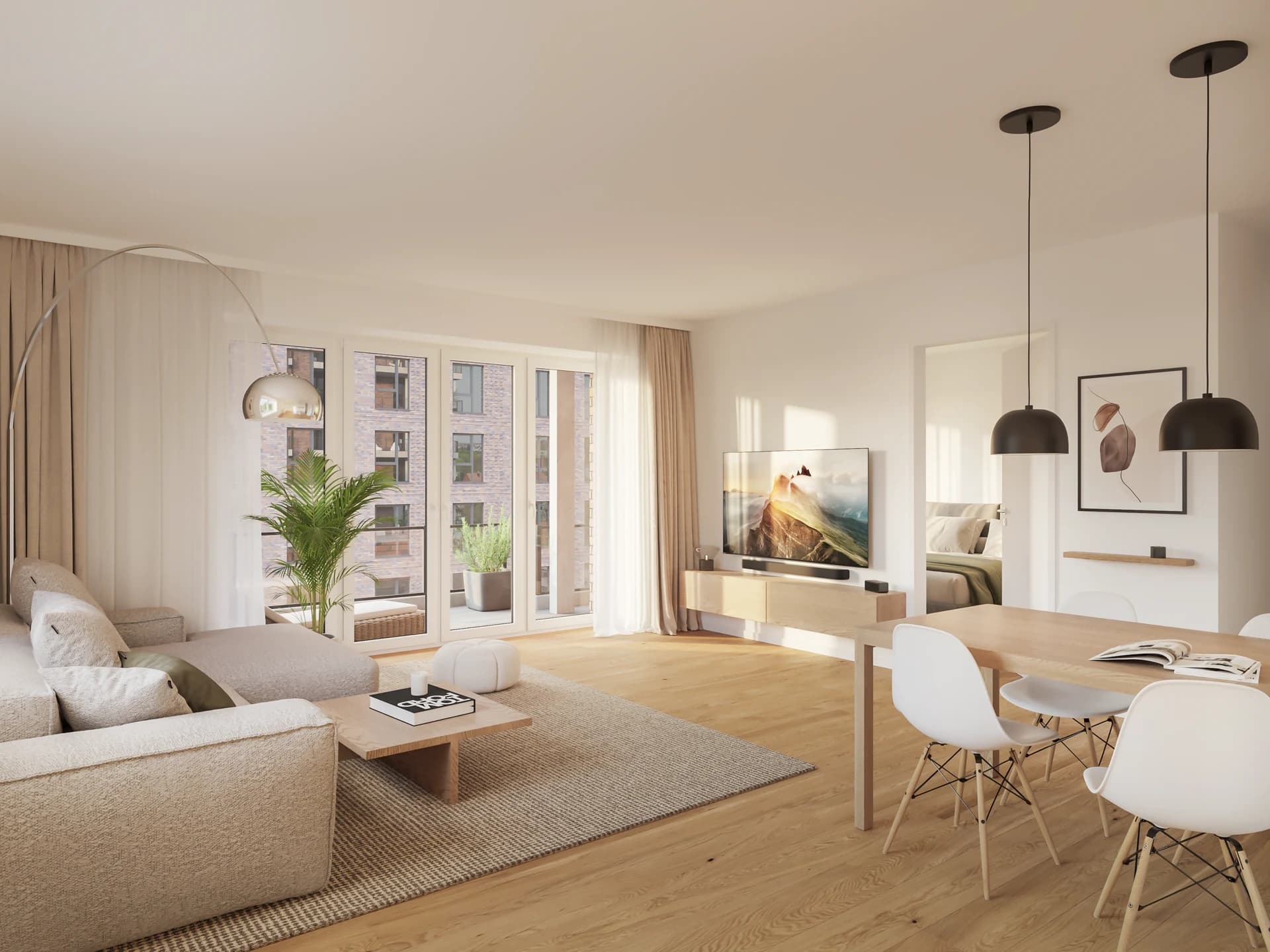 Virtual Staging Wohnzimmer Lucia Quartier Haus B WE 11 — möbliert