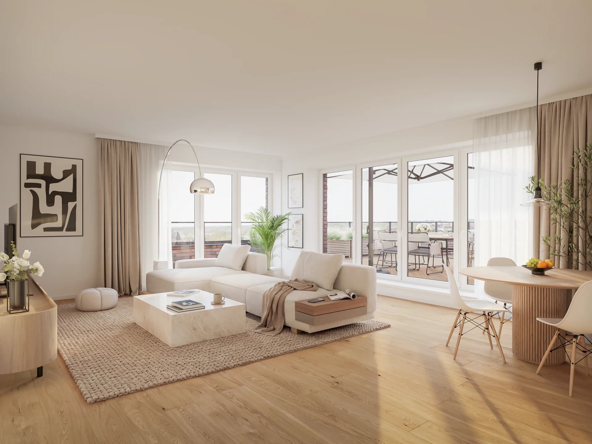 Virtual Staging Wohnzimmer Lucia Quartier Haus B — möbliert