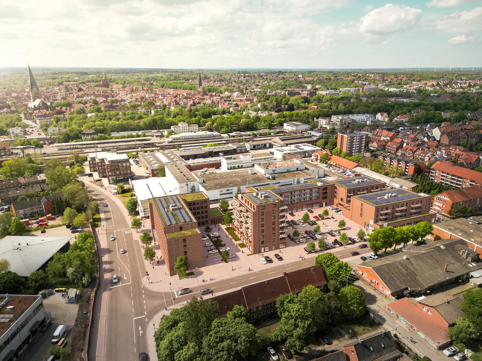 Luftbild-Übersichtsvisualisierung des Areals von LUCIA LIVING in Lüneburg